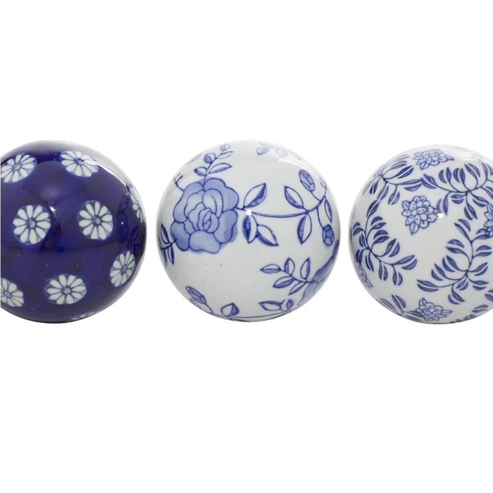 DECO 79 NEW 6ct chinoserie ceramic orb vase filler -blue/white - Picture 3 of 7